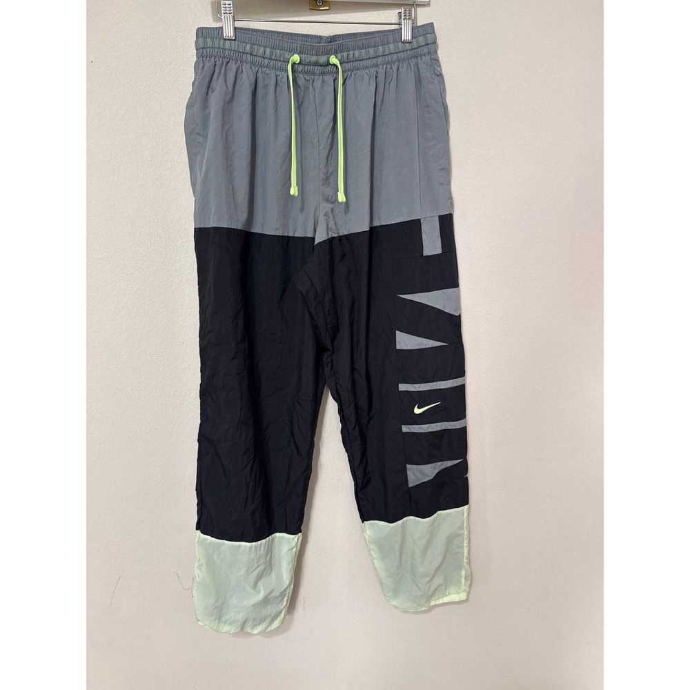 Nike Windrunner Track Pants Mens Large Grey Black Lime Green Joggers Basketball